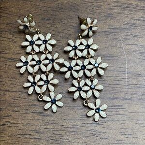 Gold and Blue Cascading Floral Earrings